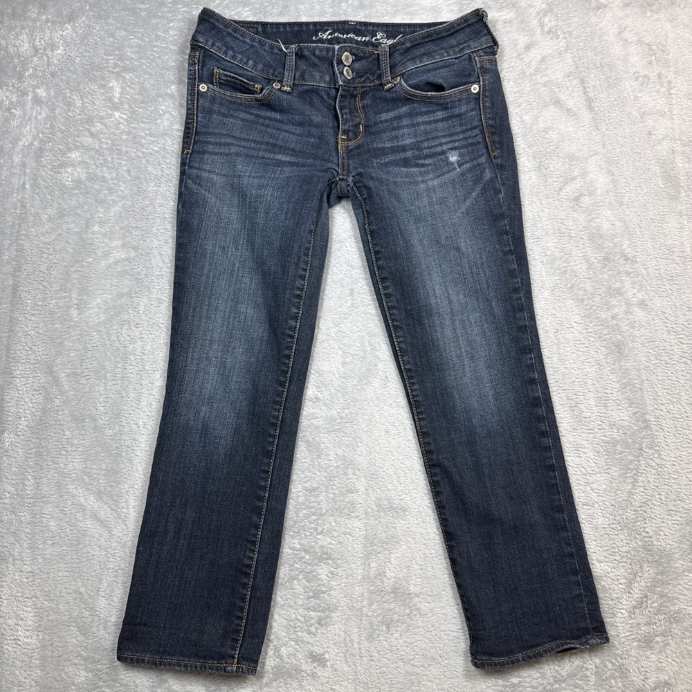 American Eagle Artist Cropped Jeans Womens‎ 4 Regular Stretch Capris Blue Denim